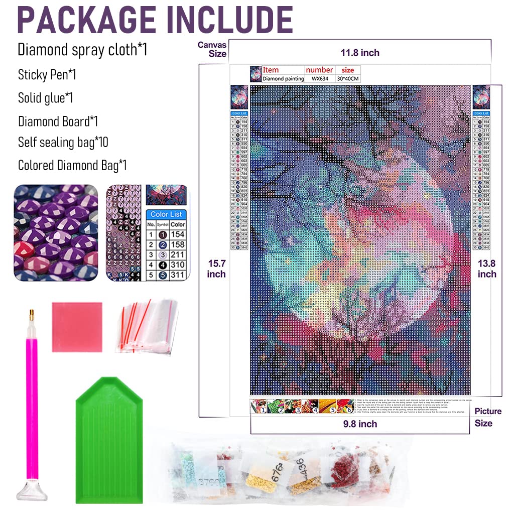HASTHIP Diamond Painting Kit, 30 * 40cm Bright Moon Diamond Painting Kits, 5D Diamond Painting Kit for Adults & Kids, Art Wall Hangings Super Moon Night Scene for Home Wall Decor HASTHIP Diamond Painting Kit, 30 * 40cm Bright Moon Diamond Painting Kits, 5D Diamond Painting Kit for Adults & Kids, Art Wall Hangings Super Moon Night Scene for Home Wall Decor